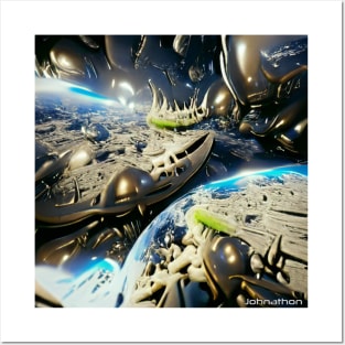 EARTH INVASION ORIGINAL AI DIGITALLY GENERATED ARTWORK Posters and Art